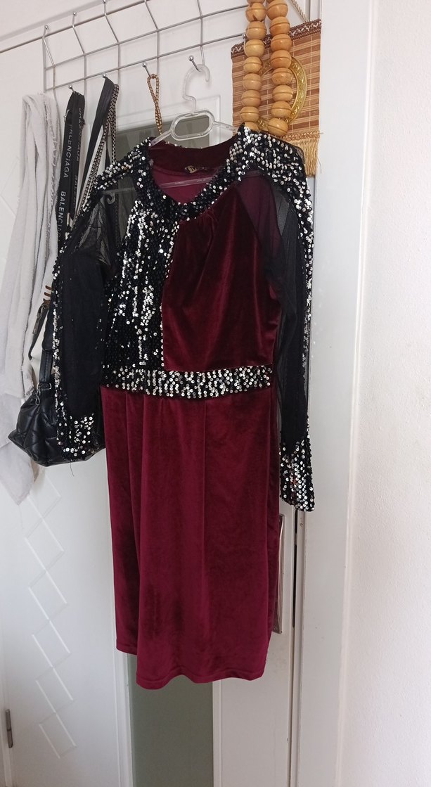 Bordo Uzun Kadın Gotik Abiye Elbise - Görsel 2