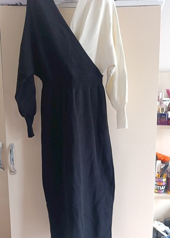 Drapeli V Yaka Uzun Kollu Kadın Elbise - Görsel 2