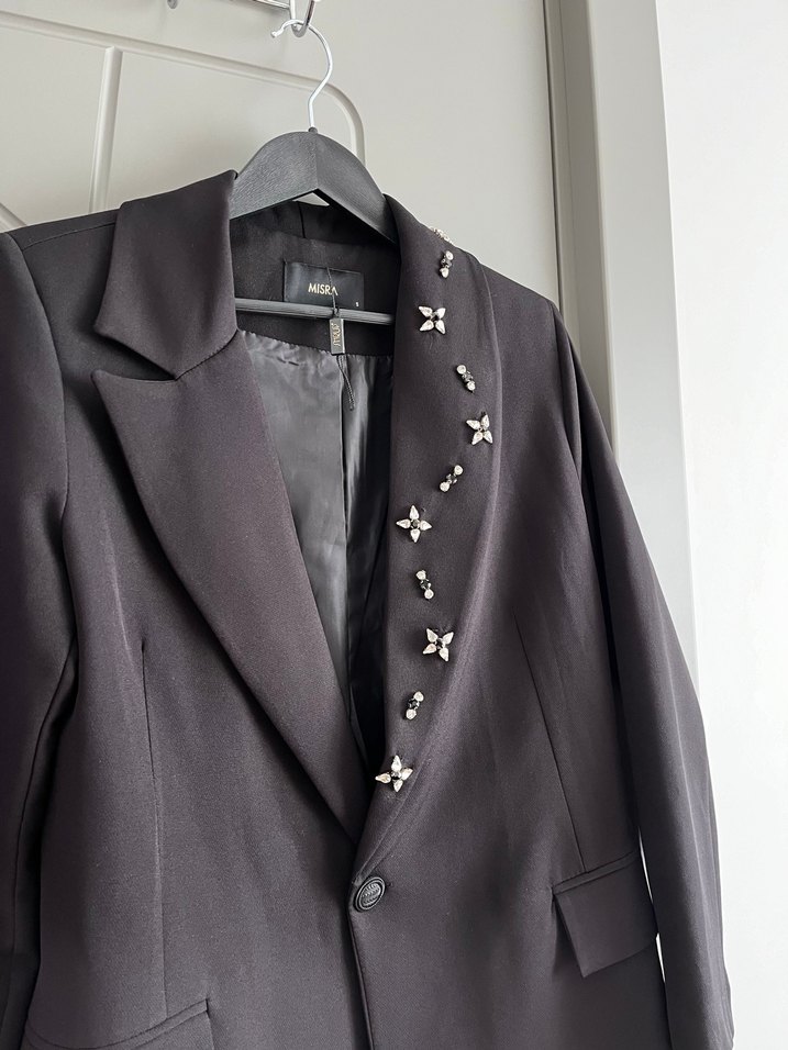 Nakışlı Siyah Kadın Blazer Ceket - Görsel 3