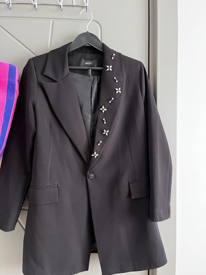 Nakışlı Siyah Kadın Blazer Ceket - Görsel 2