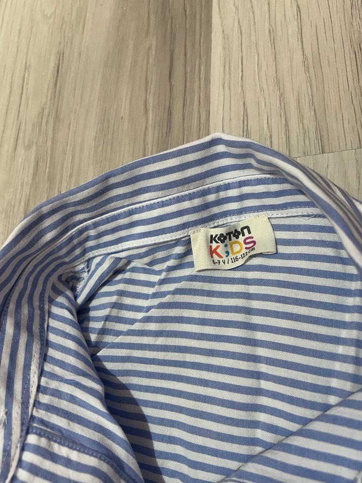 Uzun Kollu Mavi Çizgili Pamuklu Gömlek - Görsel 2