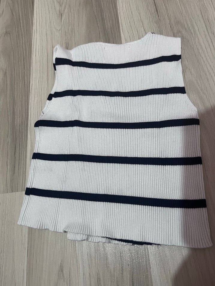 Kız Çocuk Çizgili Düğmeli Triko bluz - Görsel 3