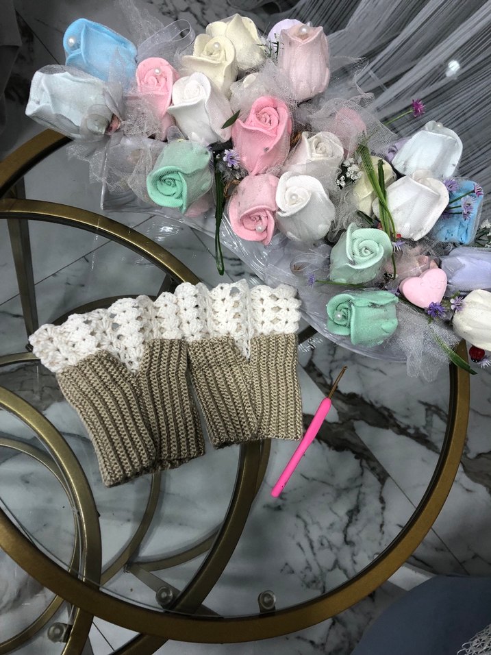 Dantel Detaylı Bohem Örgü Eldiven - Görsel 3