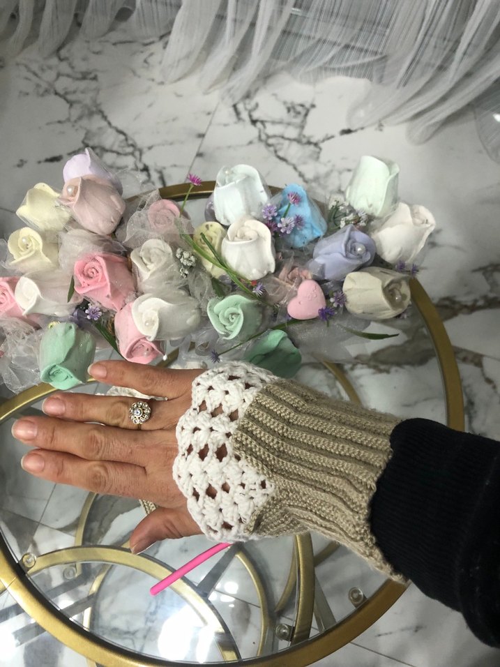 Dantel Detaylı Bohem Örgü Eldiven - Görsel 2