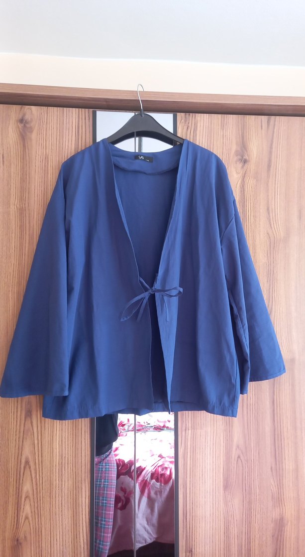 Drapeli Mavi Kadın Kimono - Görsel 2