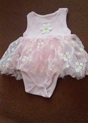 Pembe Nakışlı Kolsuz Kız Bebek Elbisesi - Görsel 3