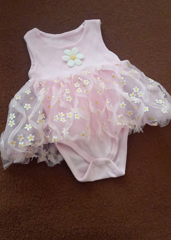 Pembe Nakışlı Kolsuz Kız Bebek Elbisesi - Görsel 4