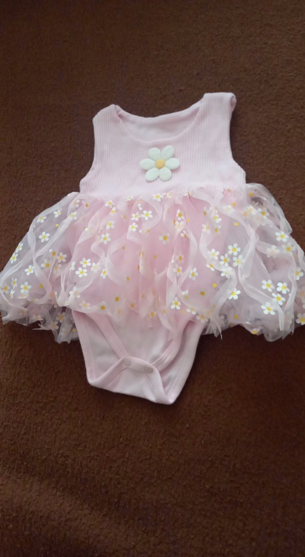 Pembe Nakışlı Kolsuz Kız Bebek Elbisesi - Görsel 3