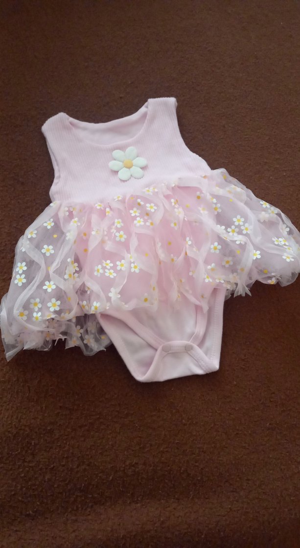 Pembe Nakışlı Kolsuz Kız Bebek Elbisesi - Görsel 4