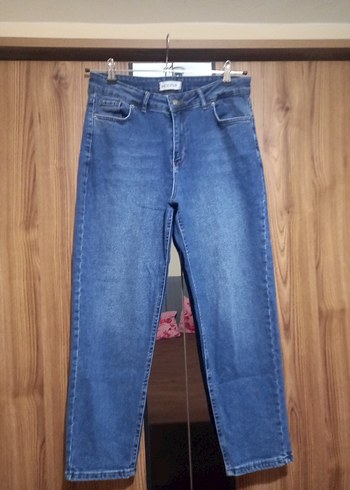 Kadın Mavi Midi Boy Denim Pantolon - Görsel 3