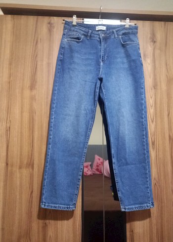 Kadın Mavi Midi Boy Denim Pantolon - Görsel 2