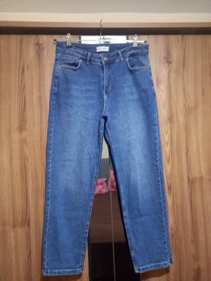 Kadın Mavi Midi Boy Denim Pantolon - Görsel 3