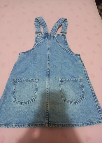 Kız Çocuk Mavi Denim Askılı Elbise - Görsel 2