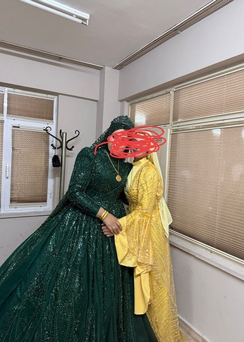 Uzun  tereyag Sarı Etnik Henna yöresel Elbise - Görsel 2