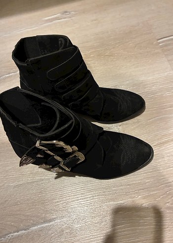 Siyah kovboy Desenli Süet  Kadın Bot - Görsel 4