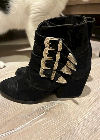 Siyah kovboy Desenli Süet  Kadın Bot - Görsel 2