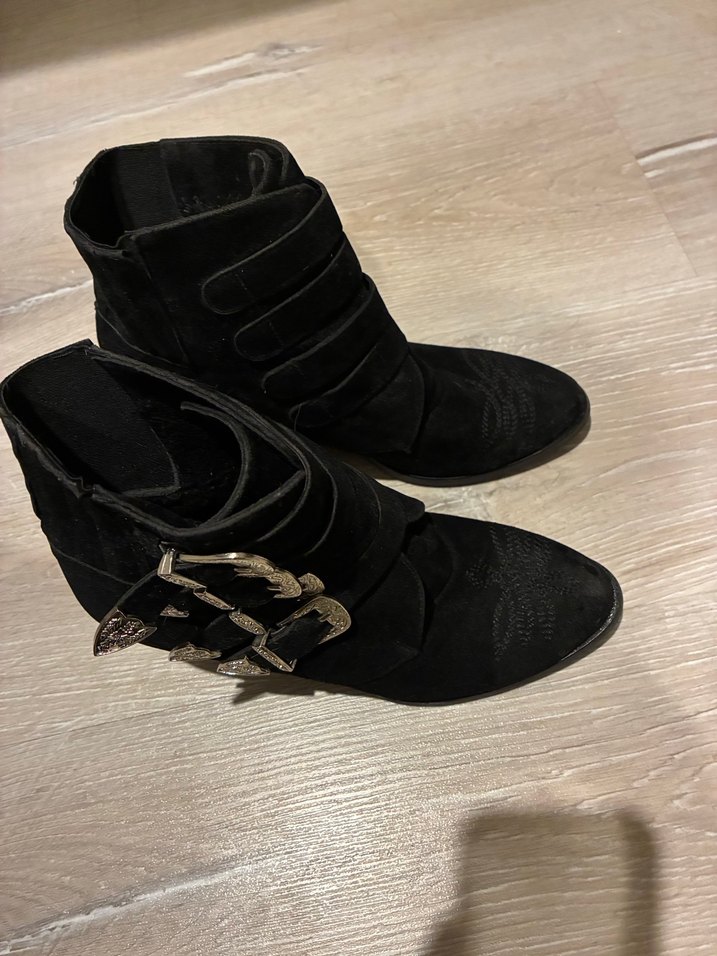 Siyah kovboy Desenli Süet  Kadın Bot - Görsel 4