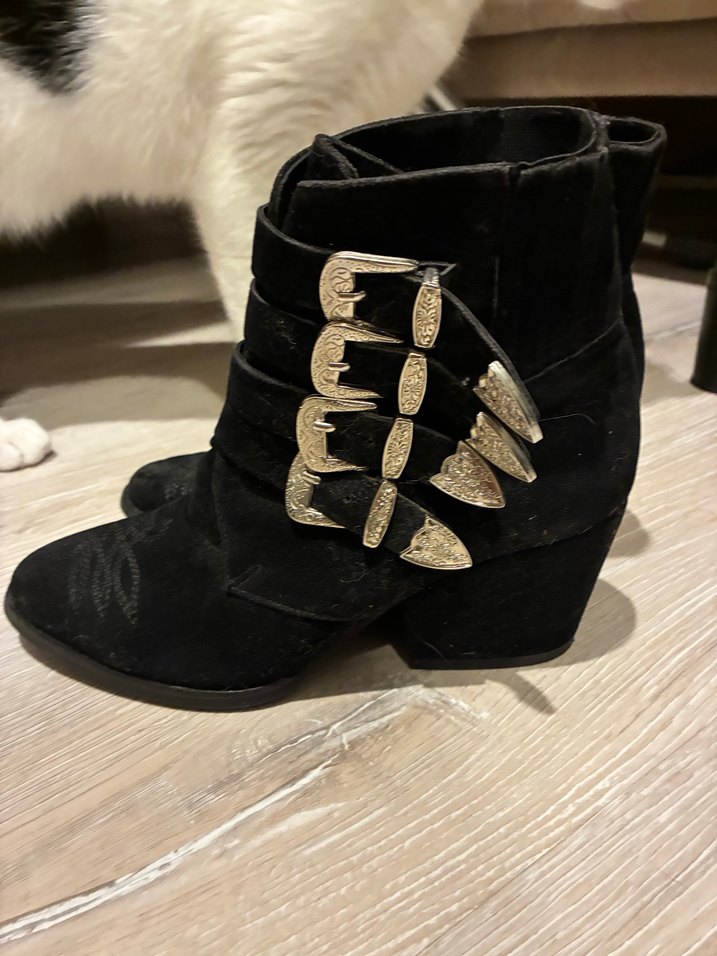 Siyah kovboy Desenli Süet  Kadın Bot - Görsel 2