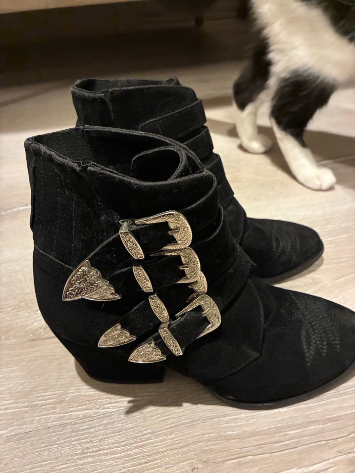 Siyah kovboy Desenli Süet  Kadın Bot - Görsel 3
