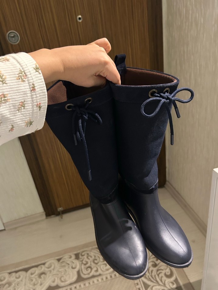 Kadın Lacivert Stiletto Topuklu Diz Boyu Bot - Görsel 2