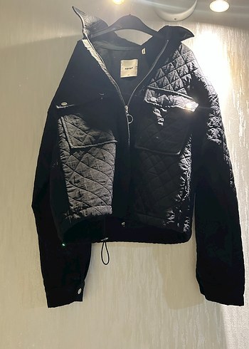 Siyah fermuarlı Rahat Kesim Kadın Ceket - Görsel 3