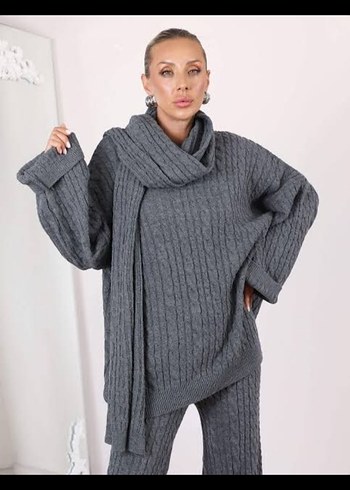 Atkı Detaylı Triko İkili Takım - Görsel 2