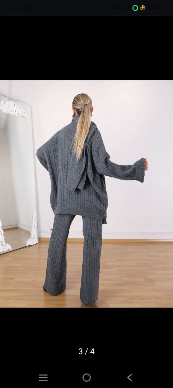 Atkı Detaylı Triko İkili Takım - Görsel 3