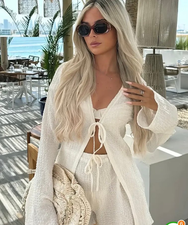 Beyaz Bağcıklı Mini Kadın Monokini - Görsel 3