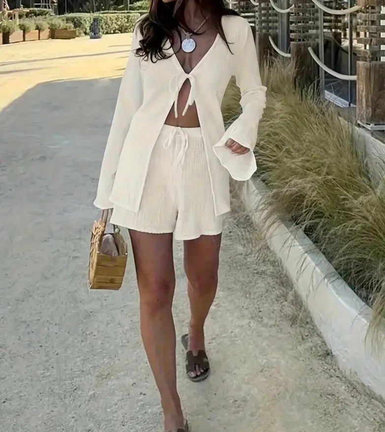 Beyaz Bağcıklı Mini Kadın Monokini - Görsel 4