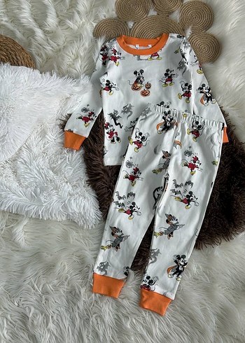 Beyaz Baskılı Uzun Kollu Bebek Takım - Görsel 2