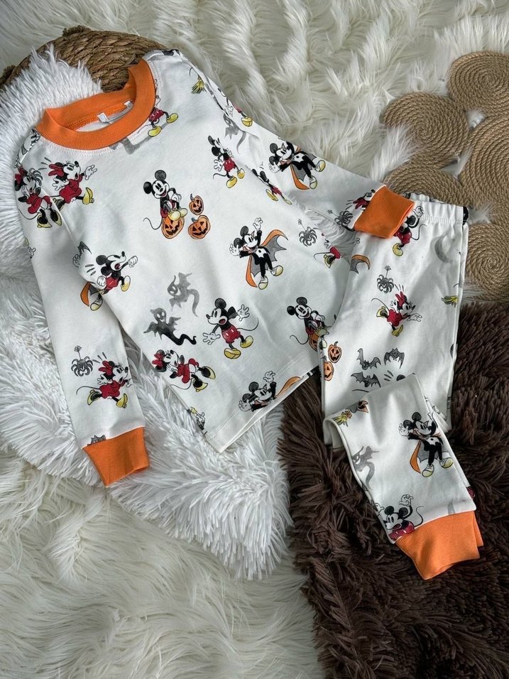 Beyaz Baskılı Uzun Kollu Bebek Takım - Görsel 3