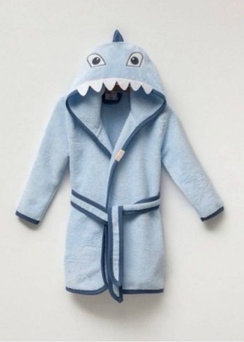 Nakışlı Erkek Bebek Mavi Bornoz - Görsel 2