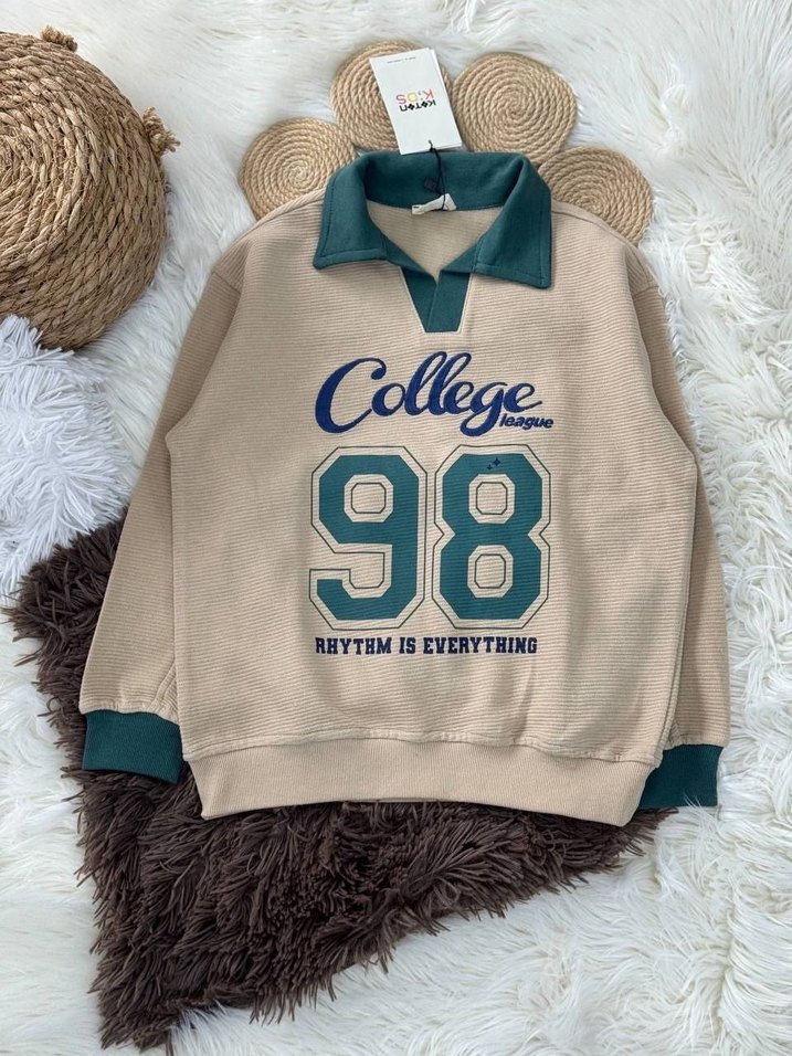 Baskılı College Sweatshirt - Görsel 3