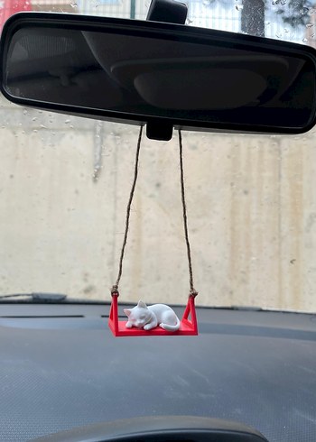 Kedili Araba Aksesuarı Beyaz Kedi Figürü - Görsel 4