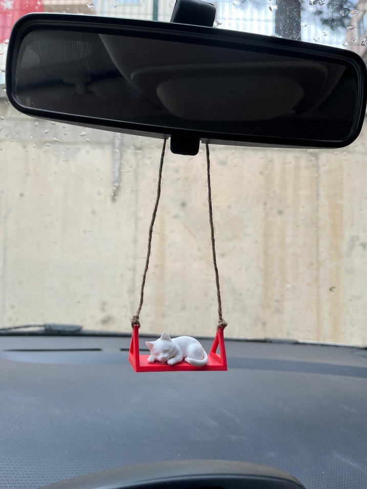 Kedili Araba Aksesuarı Beyaz Kedi Figürü - Görsel 4