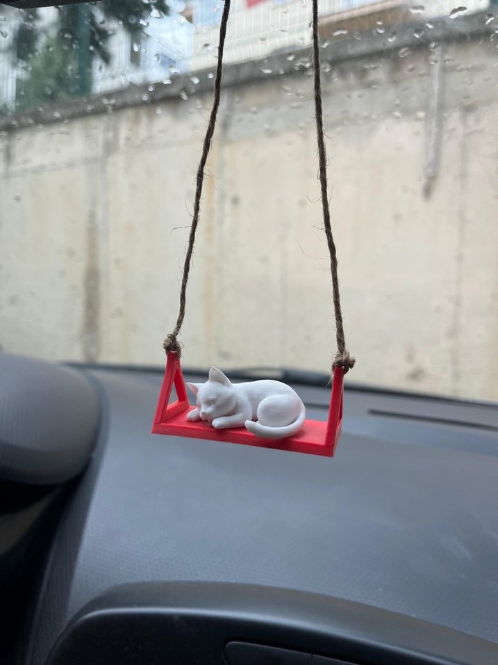 Kedili Araba Aksesuarı Beyaz Kedi Figürü - Görsel 3