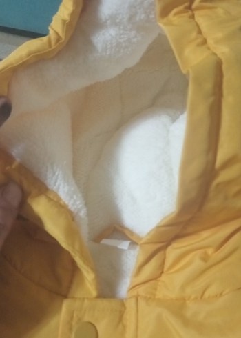 Sarı Kapüşonlu Düğmeli Erkek Çocuk Mont - Görsel 4