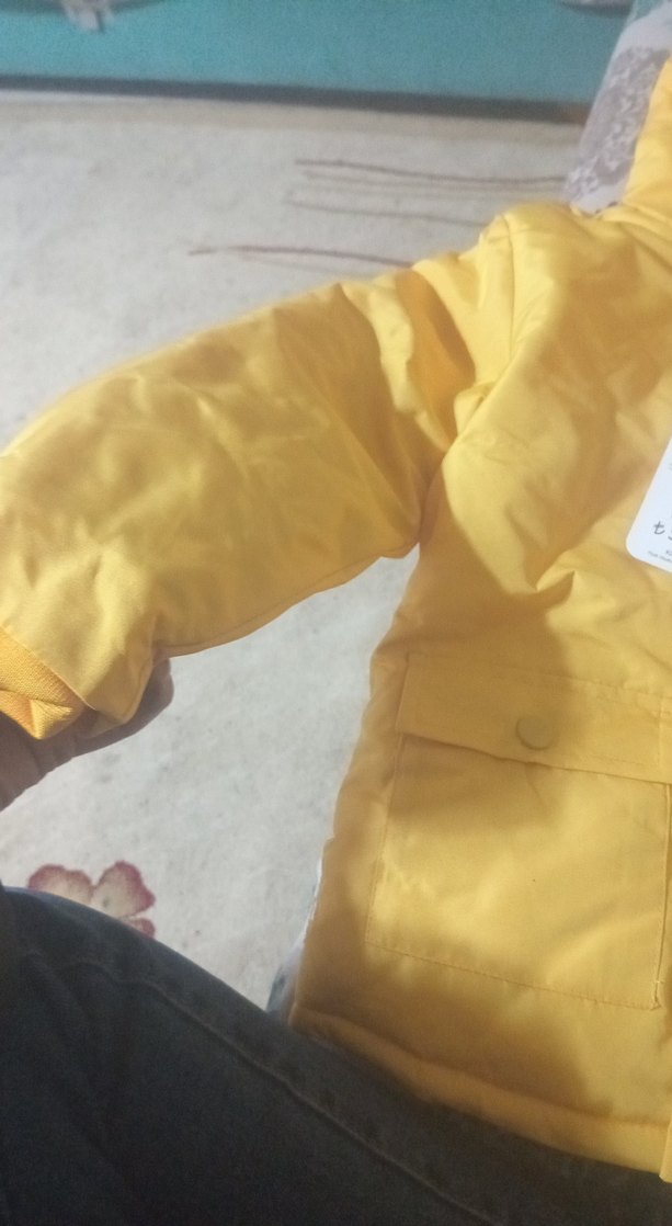 Sarı Kapüşonlu Düğmeli Erkek Çocuk Mont - Görsel 2