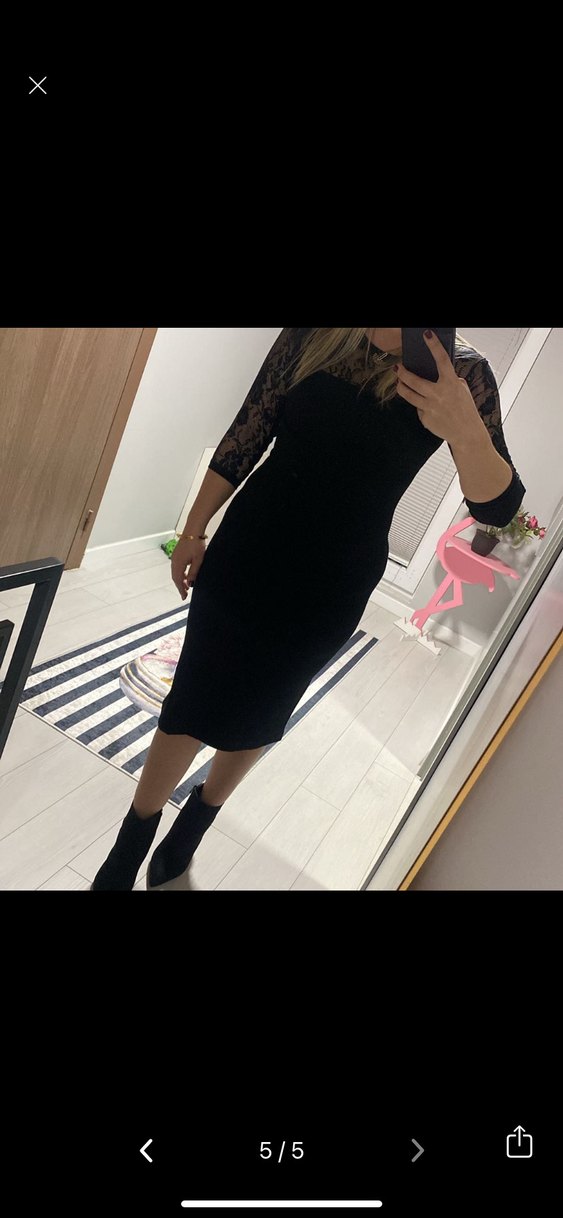 Dantel Detaylı Siyah Kadın elbise - Görsel 3