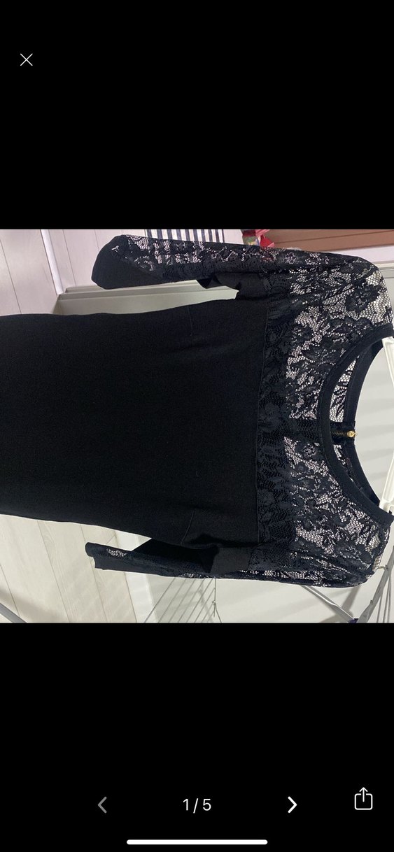 Dantel Detaylı Siyah Kadın elbise - Görsel 4