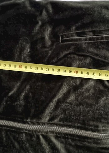 haki kadife Kadın Fermuarlı kapüşonlu - Görsel 7