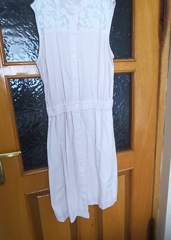 Linen Kumaşlı Pilili Midi Elbise - Görsel 2