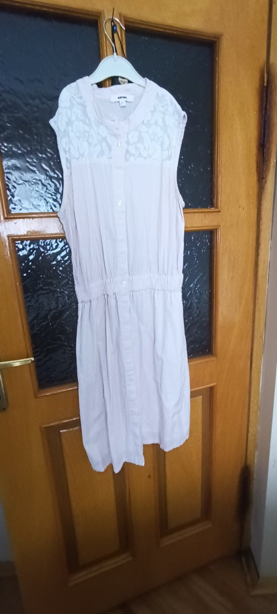 Linen Kumaşlı Pilili Midi Elbise - Görsel 2