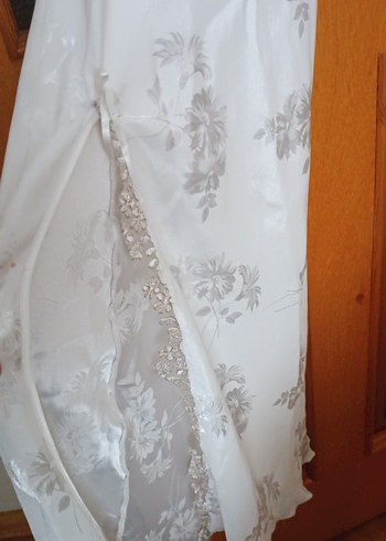 Nakışlı Beyaz Uzun Kadın Sabahlık, gecelik - Görsel 4