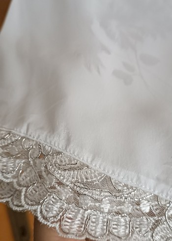 Nakışlı Beyaz Uzun Kadın Sabahlık, gecelik - Görsel 9