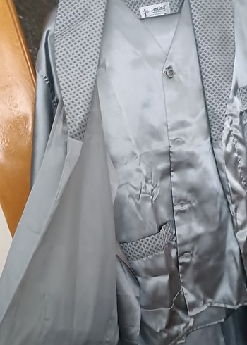 çeyizlik gri erkek Saten pijama takim - Görsel 7