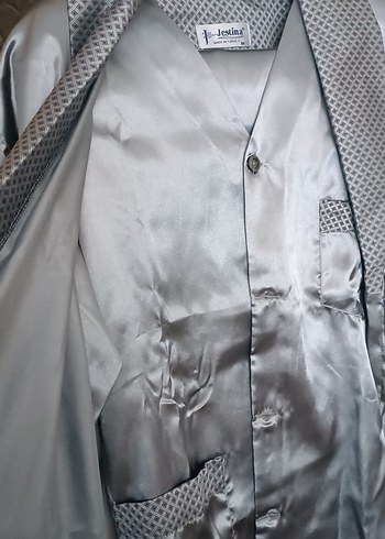 çeyizlik gri erkek Saten pijama takim - Görsel 11