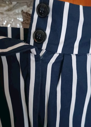 Lacivert Çizgili Kadın Uzun Pantolon - Görsel 5