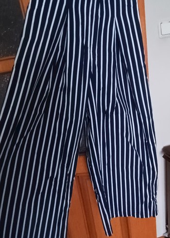 Lacivert Çizgili Kadın Uzun Pantolon - Görsel 7