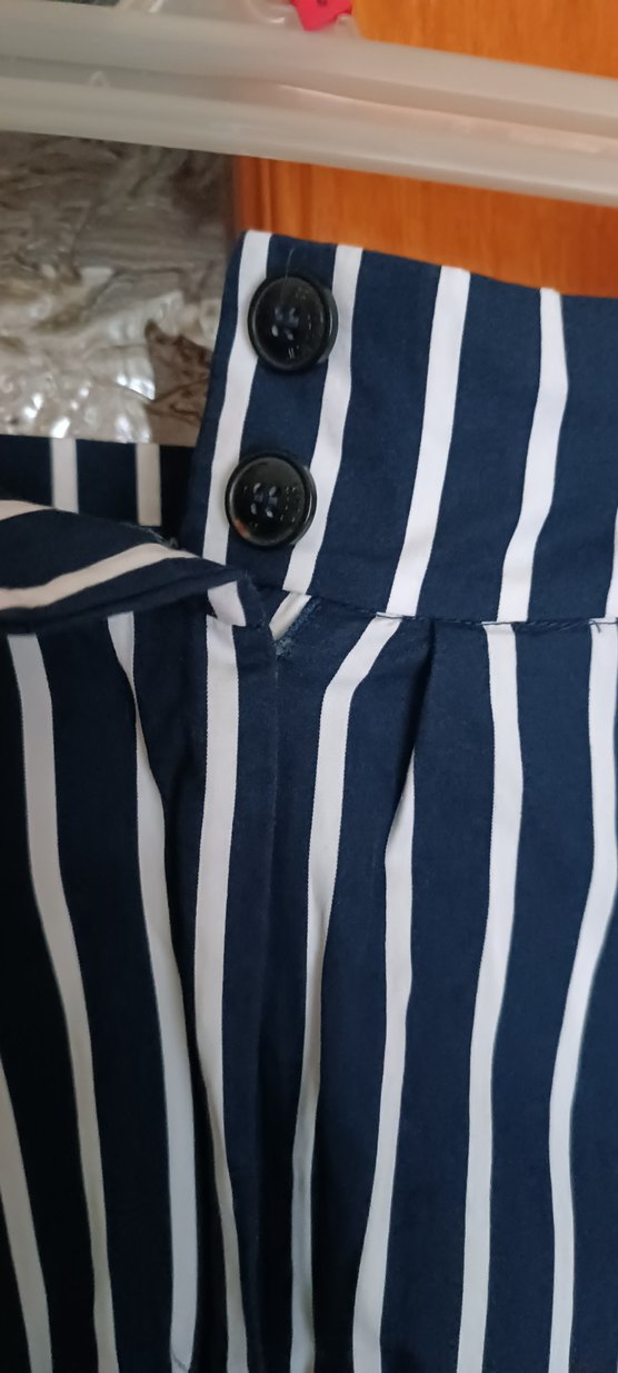 Lacivert Çizgili Kadın Uzun Pantolon - Görsel 5